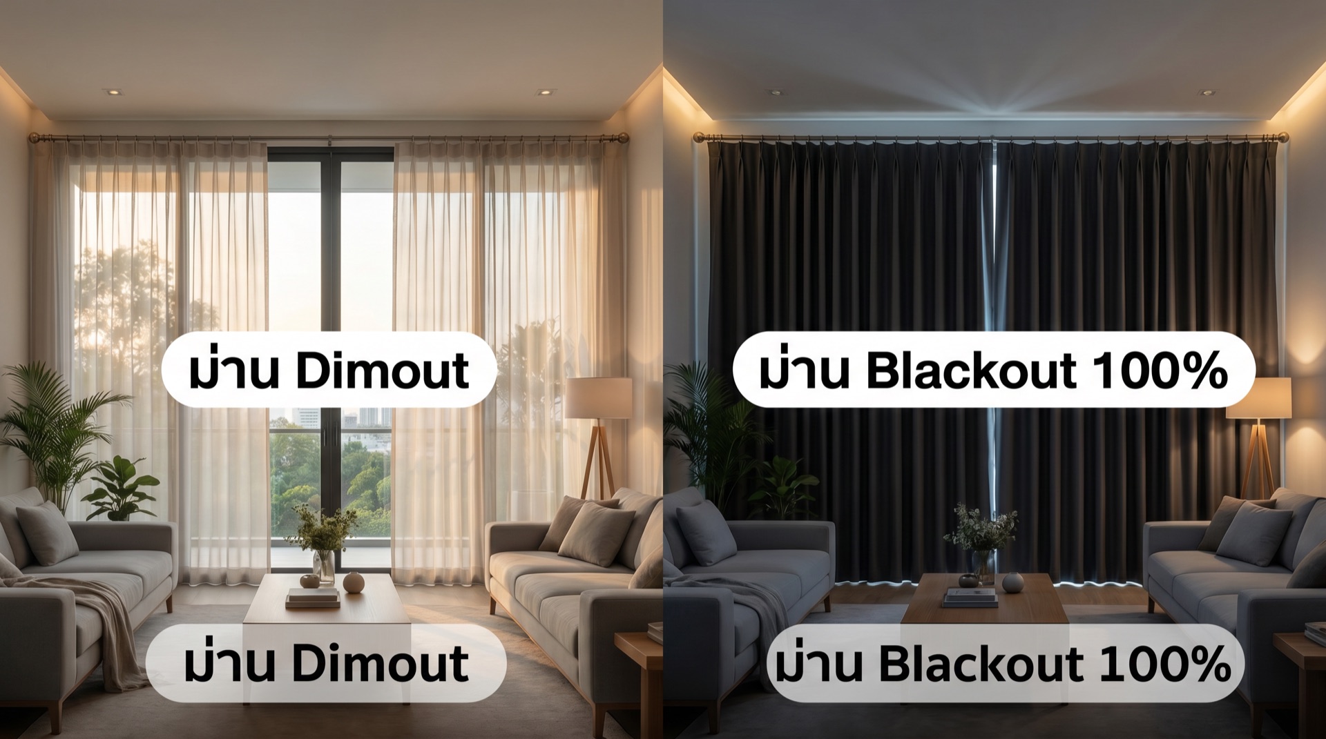 เปรียบเทียบผ้าม่าน Dimout กับ Blackout